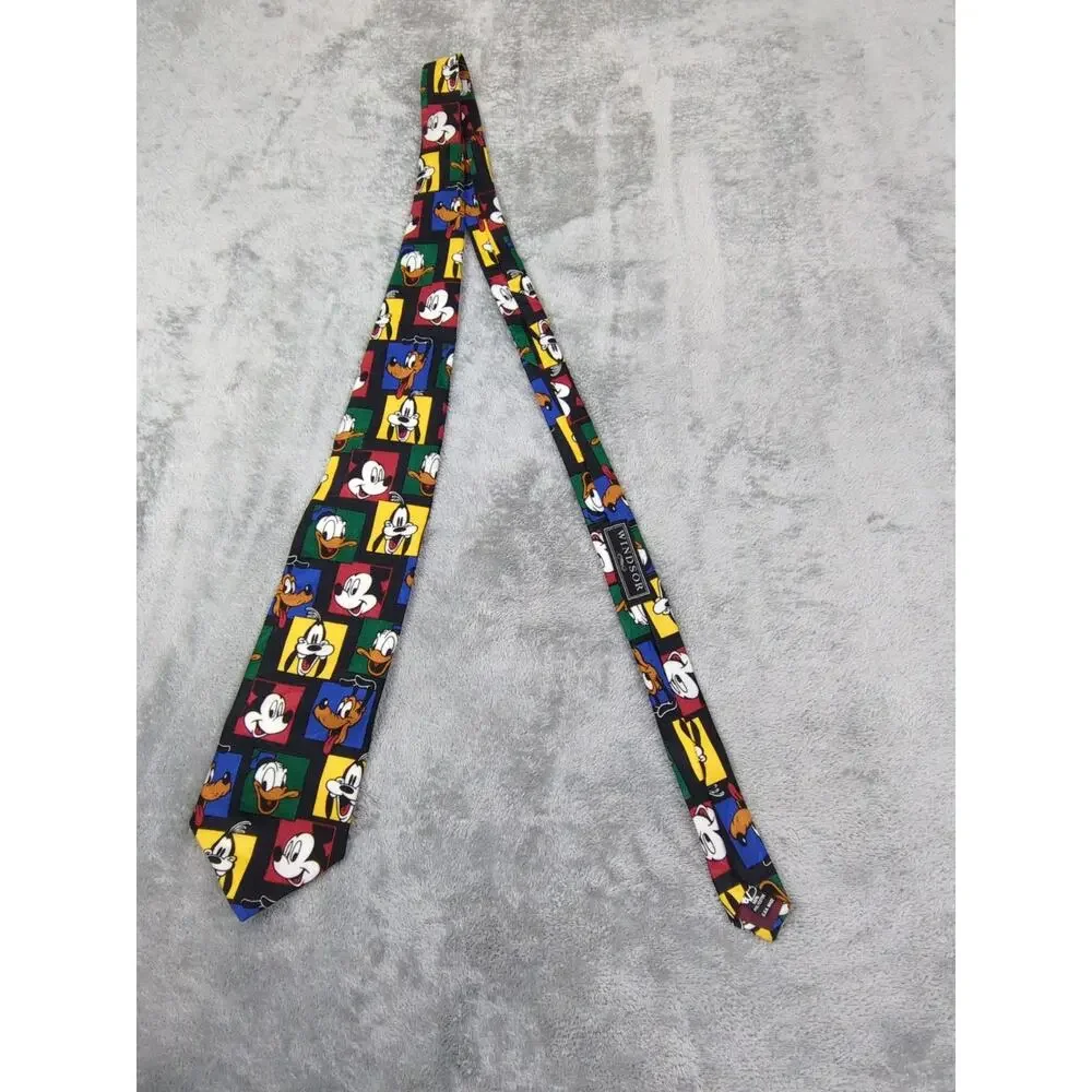 Y2K Vtg Windsor Balancine Inc Disney Necktie Mickey Goofy Pluto Men's Tie